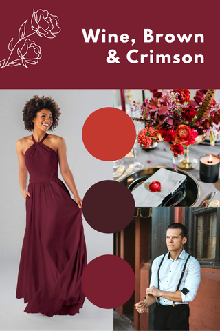 wine, brown and crimson wedding palette
