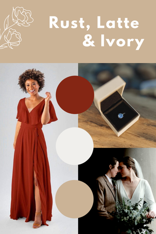 Rust, latte and ivory wedding palette