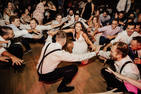 Bride and Groom with a group on the dance floor