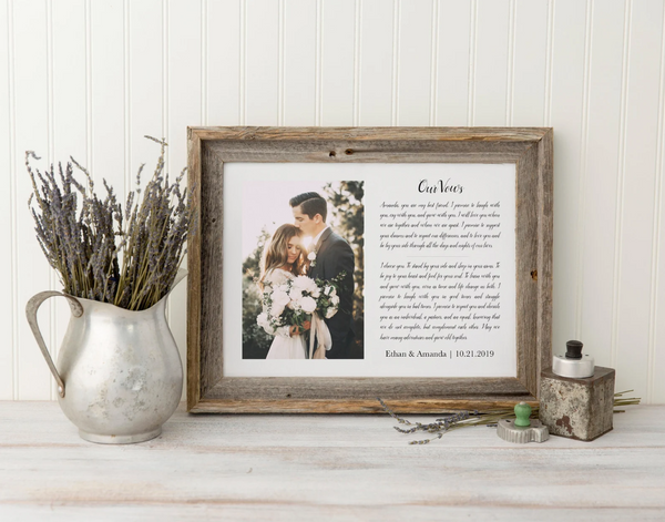 Framed Wedding Vows Rustic