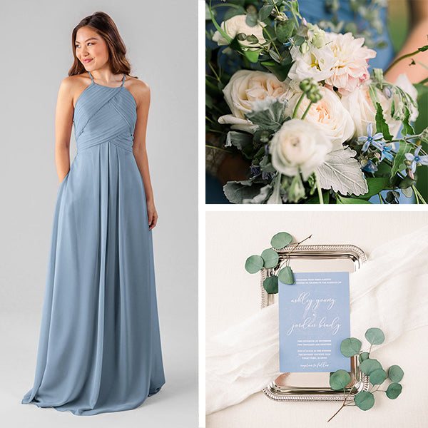 slate blue grey bridesmaid dresses