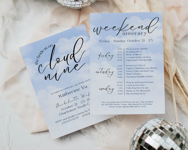 Cloud Bachelorette Party Invitation