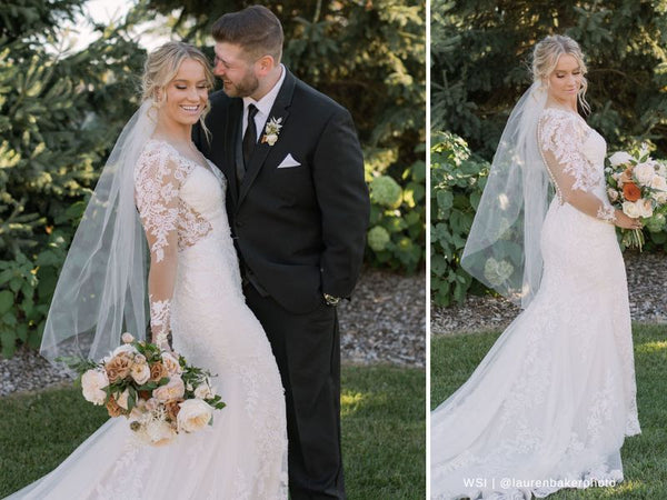 Backless Long Sleeve Wedding Dress