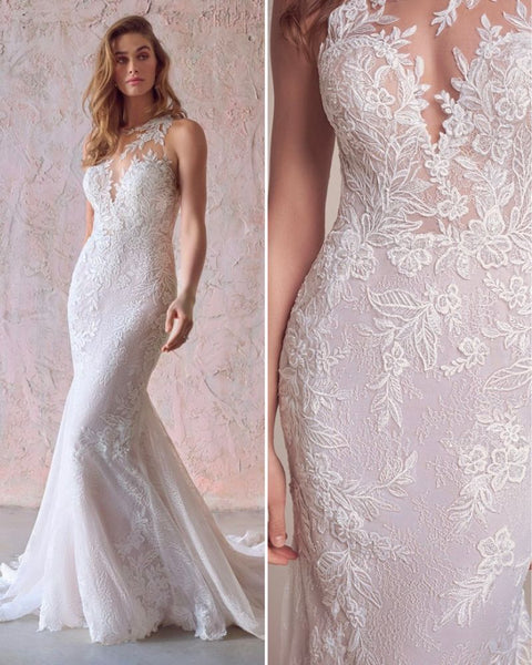 Illusion Wedding Gown for Older Brides