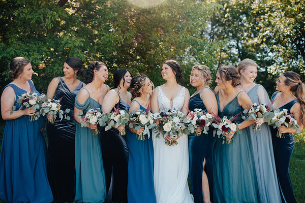 Bridesmaids in Mix and Match Fabric
