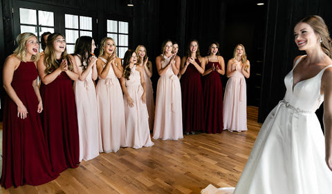 wine and blush bridesmaids