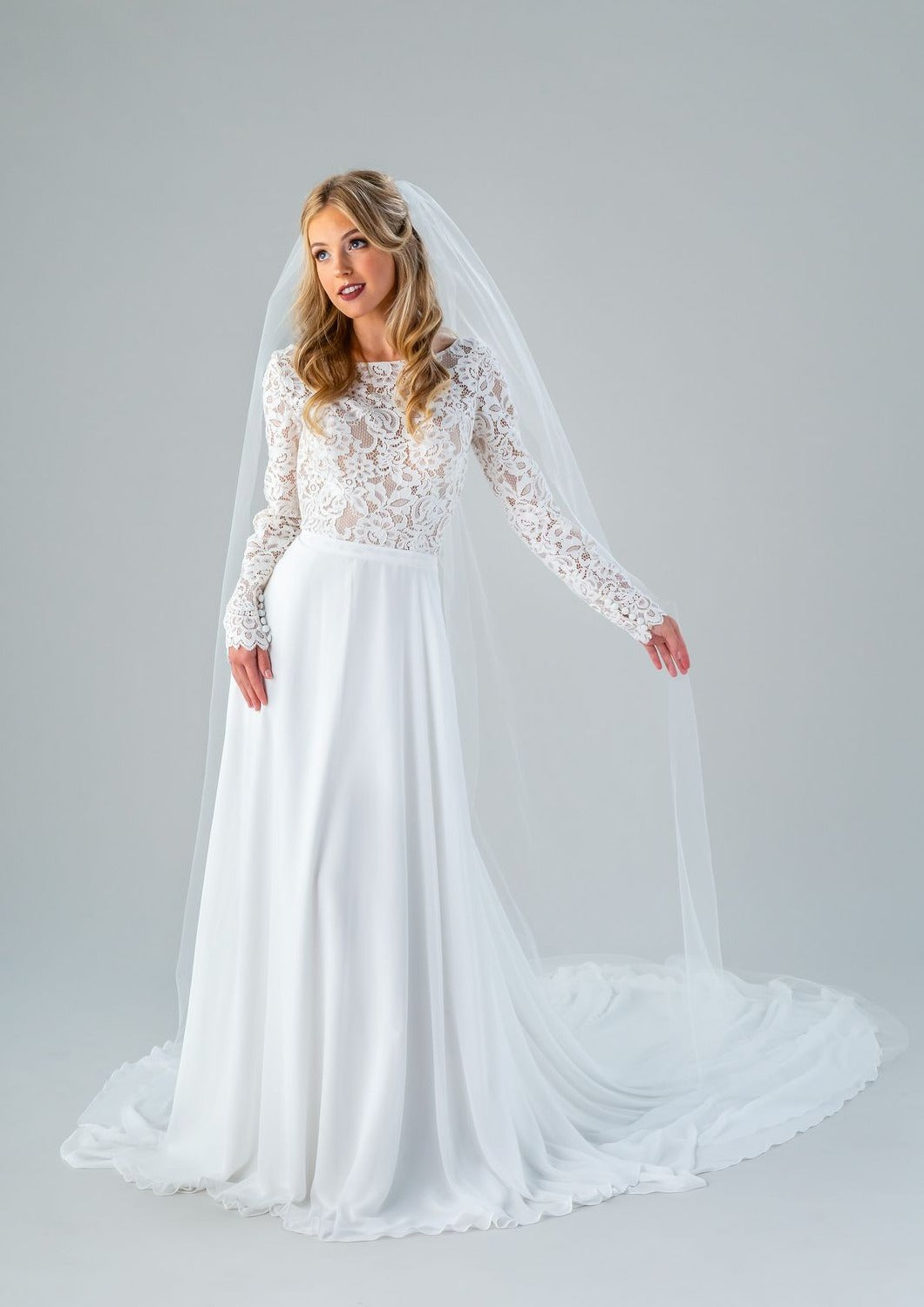 V Neck Wedding Dress  Kennedy Blue Corinne - Kennedy Blue