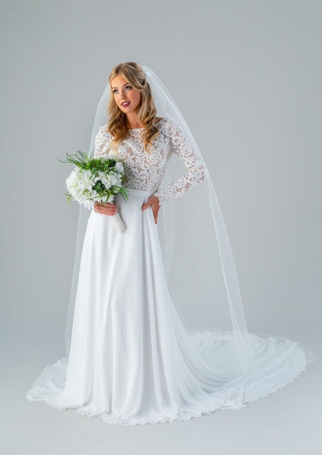 Fitted V Neck Wedding Dress  Kennedy Blue Beckett - Kennedy Blue