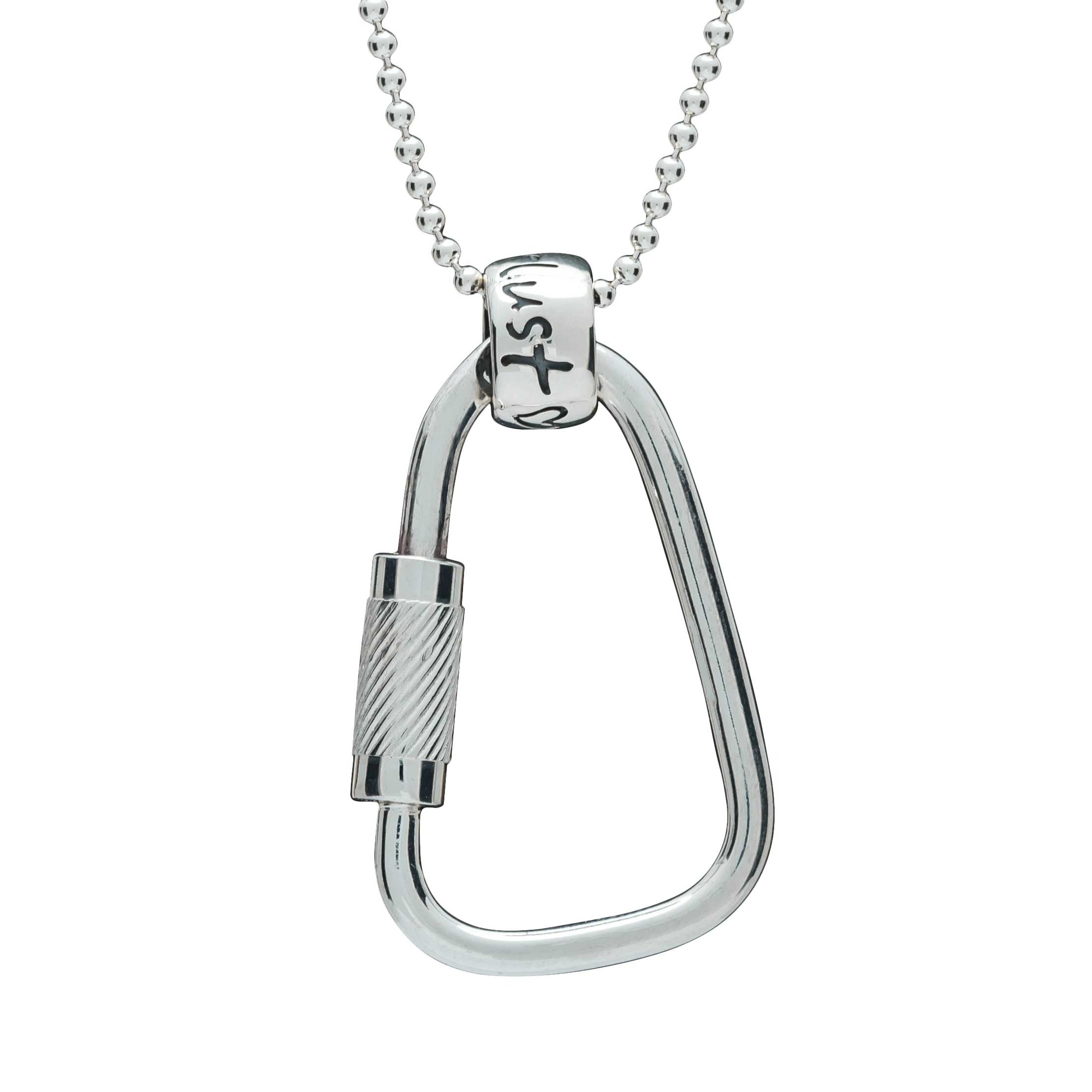 Carabiner Big Bold, Unisex, Necklace, Carabiner Silver Pendant, Large Stainless  Steel Links Necklace - Construction Jewelry