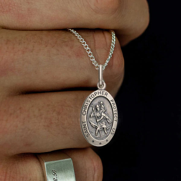 Eudora 925 Sterling Silver St Christopher Necklace Vintage Medallion Cross  Pendant for Men Women Personality Religious Jewelry - AliExpress