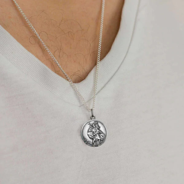 Vintage Men's Stainless Steel Saint Christopher Medal Pendant Patron Saint  Of Time Travelers Necklace Religious Jewelry Gifts - AliExpress