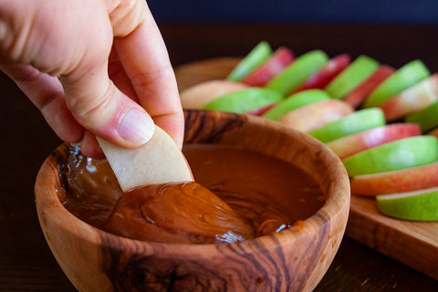 Socially Distant Fall Date Ideas | Homemade Caramel Dip and Sliced Apples