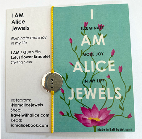 I Am Alice Jewels, Quan yin lotus flower I AM type on this side on silver