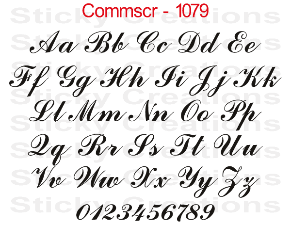 Comm Script Font - Custom Text Letters Vinyl Sticker Decal Graphic Car ...