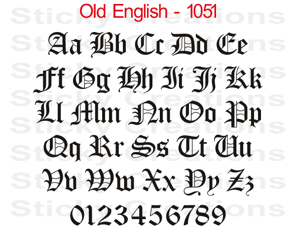 Old English Font - Custom Text Letters Vinyl Sticker Decal Graphic ...