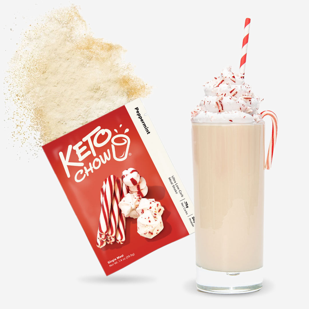 Peppermint Keto Chow shake and packet
