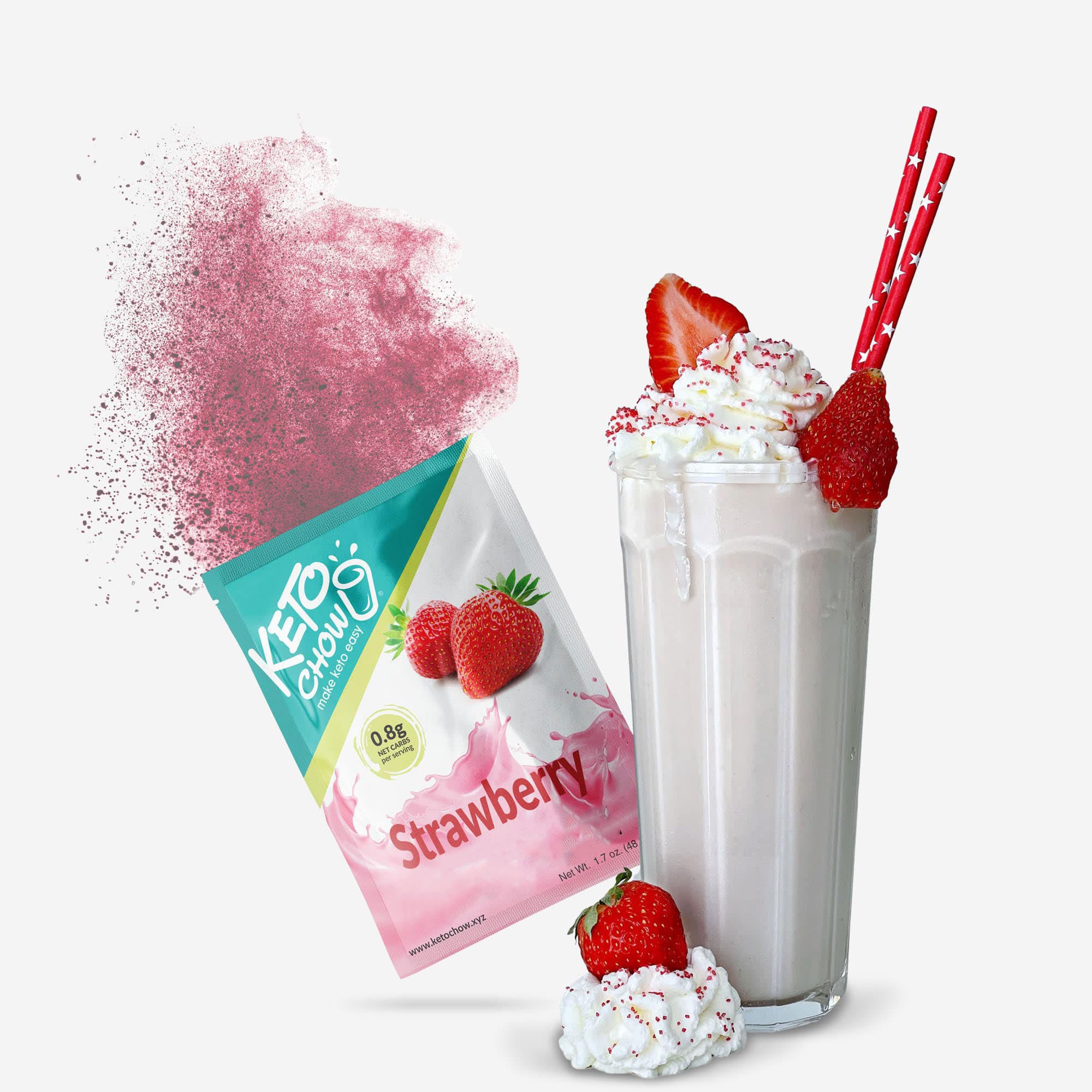 Strawberry Keto Chow shake and packet