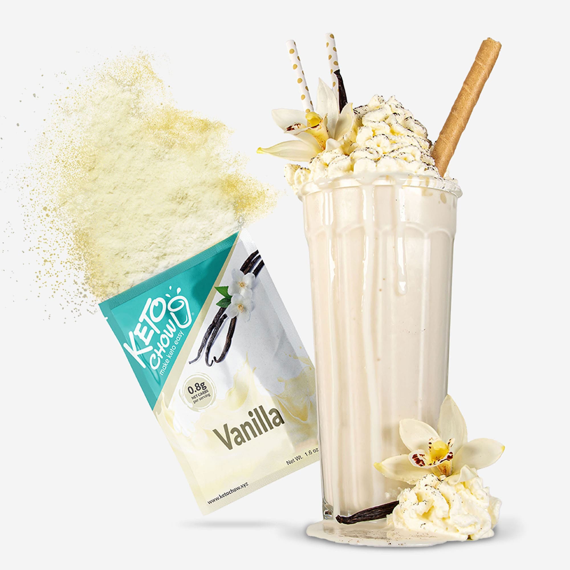 Vanilla Keto Chow shake and packet