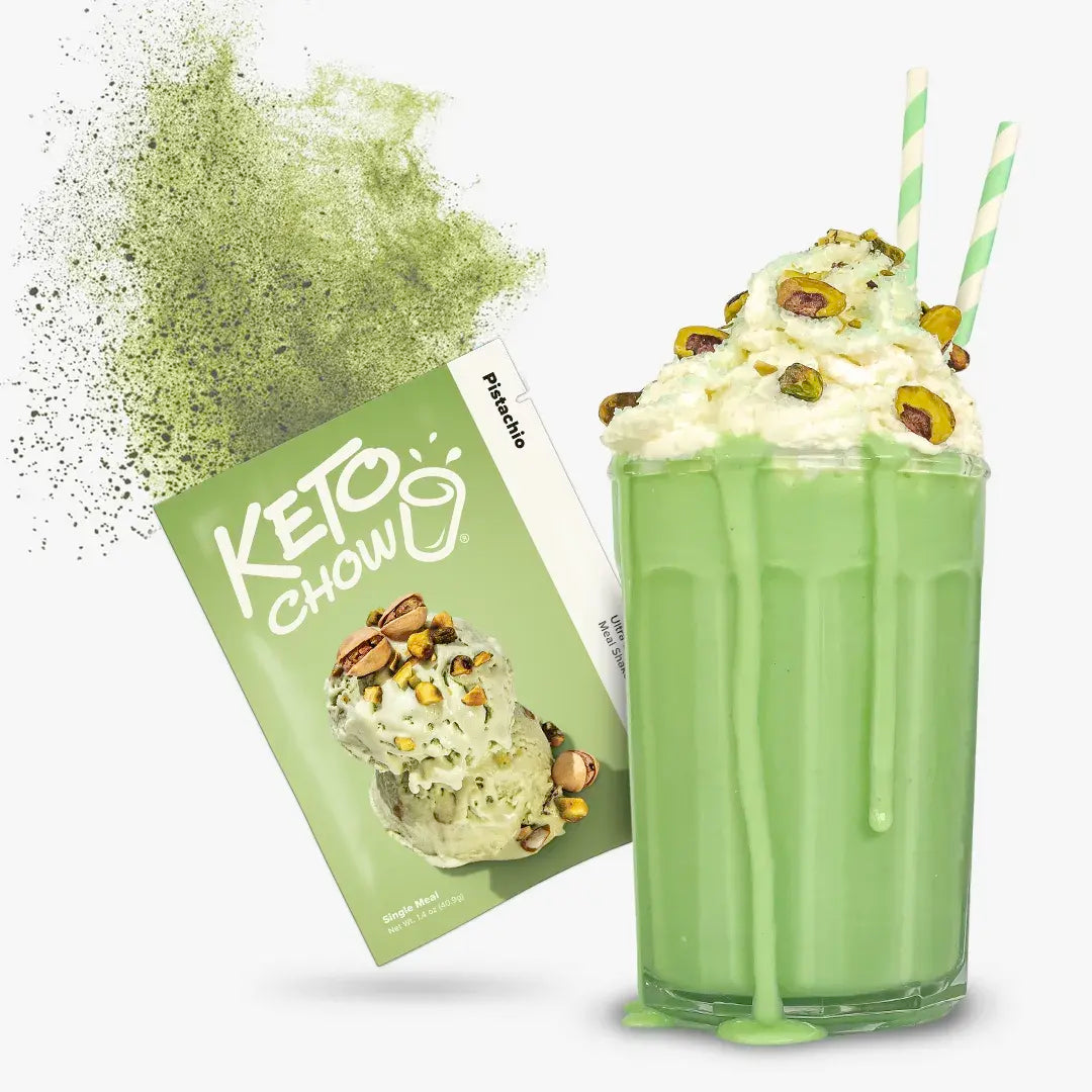 Pistachio Keto Chow shake and packet