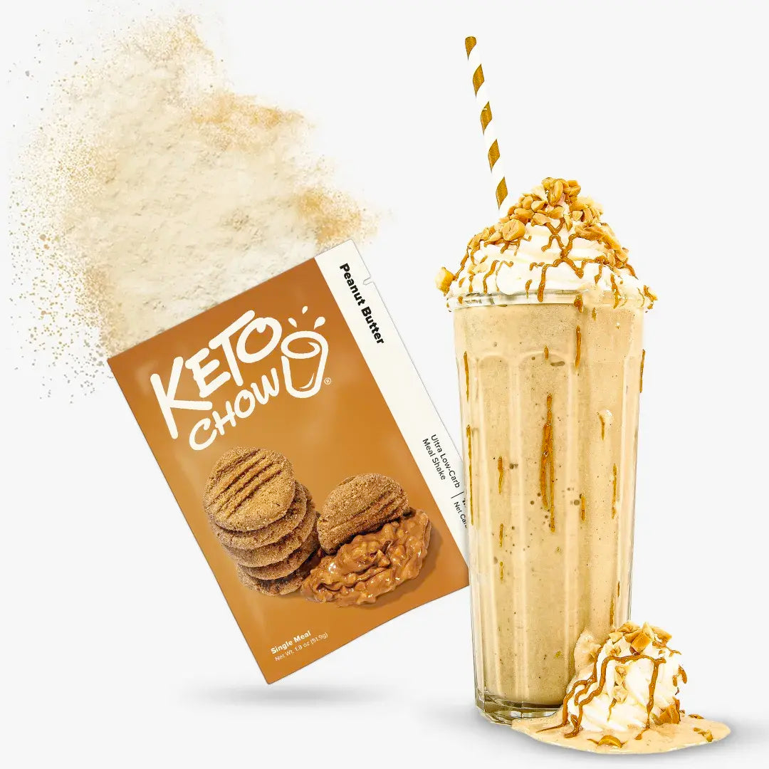 Peanut Butter Keto Chow shake and packet