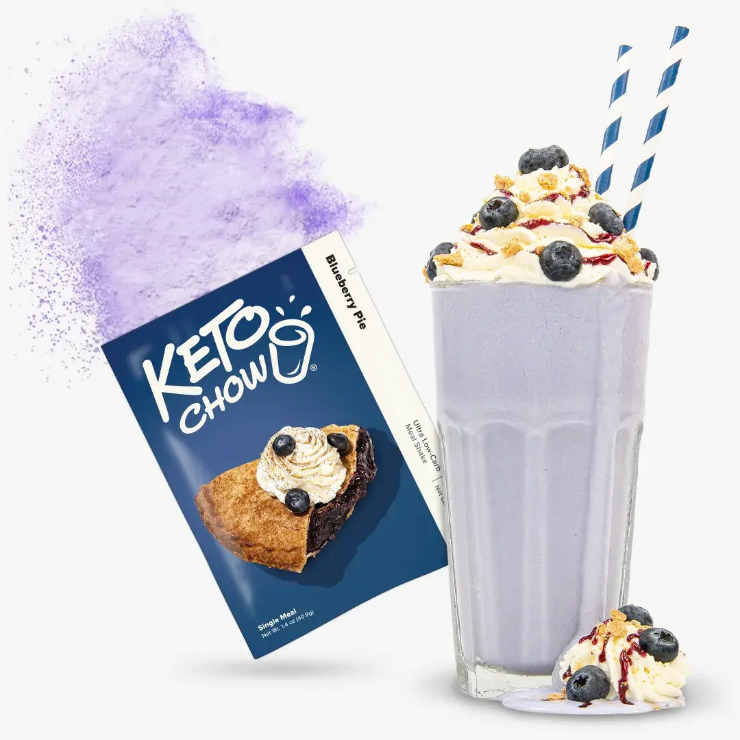 Blueberry Pie Keto Chow shake and packet