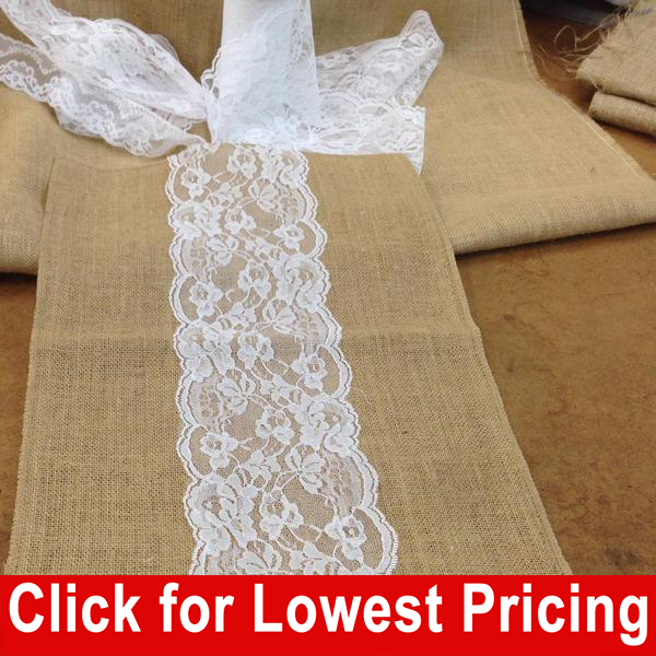 Burlap And Lace Table Runner 14 X 180 5 White Lace Middle