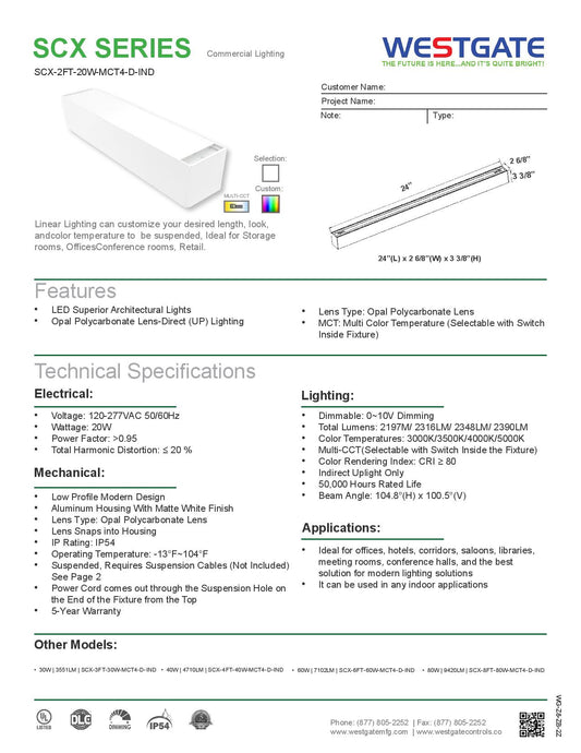 SCX Series 4Ft. Superior Architectural Seamless Linear LED Light