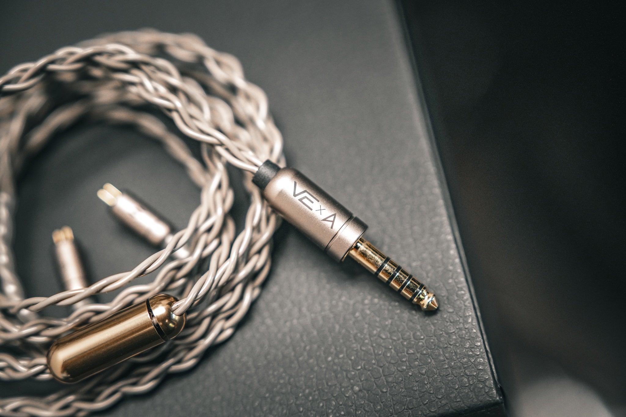 included Effect Audio cable on top of leather box from the Bloom Audio gallery