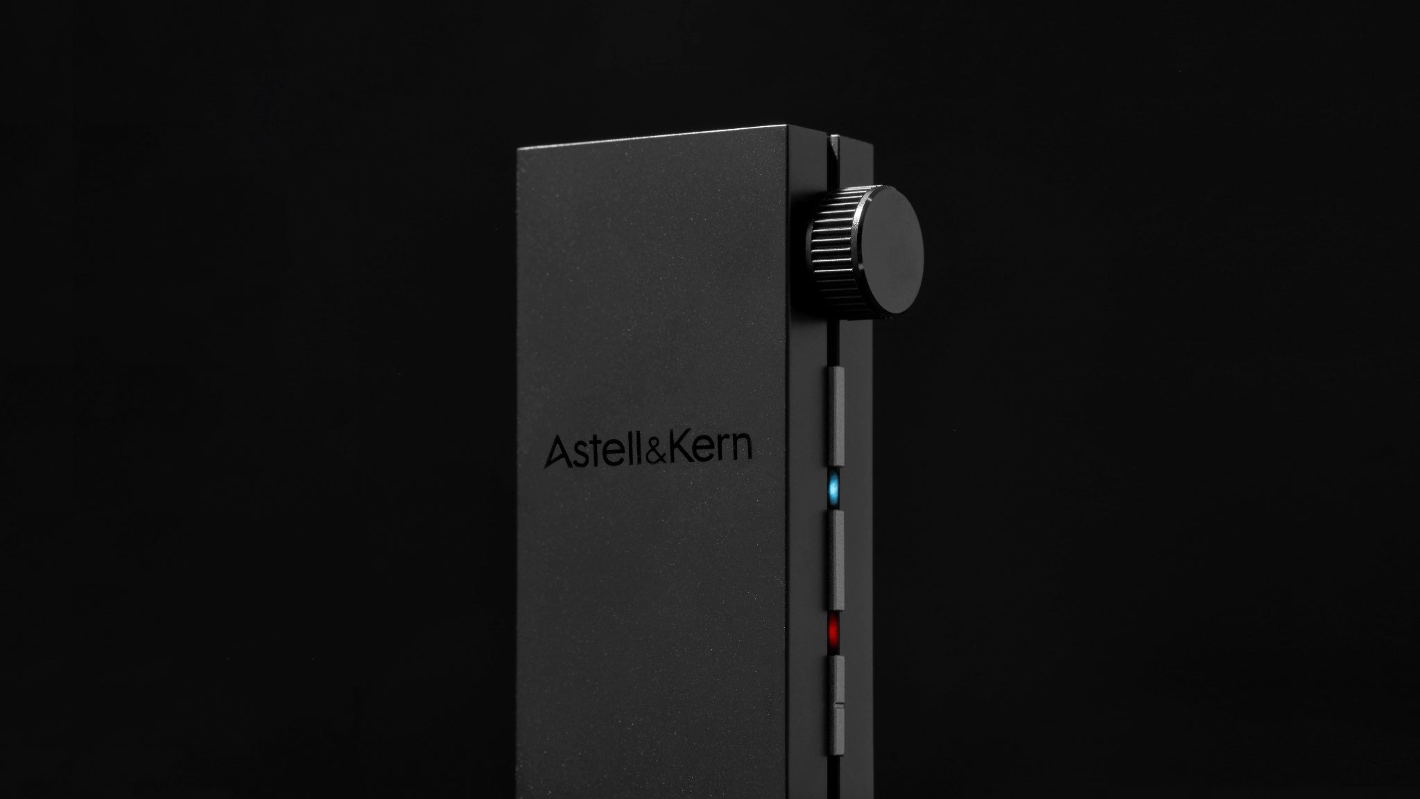 Astell&Kern AK HB1 with active Bluetooth LED front 3 quarter over black background