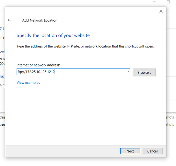 AK FileDrop Windows Entering Device Address