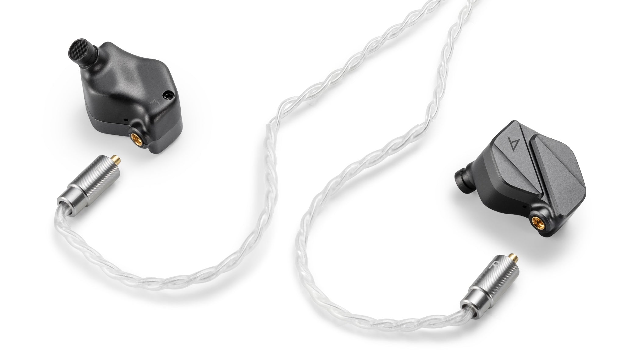 Astell&Kern AK ZERO2 with detached cable highlighting aluminum housing and MMCX connectors