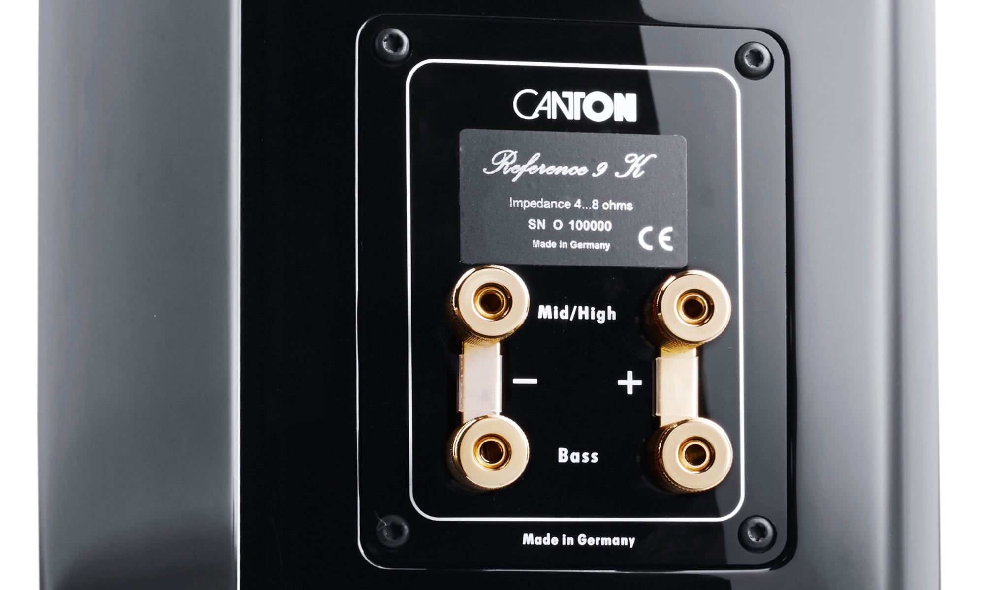 Canton Reference 9K black rear highlighting speaker terminals