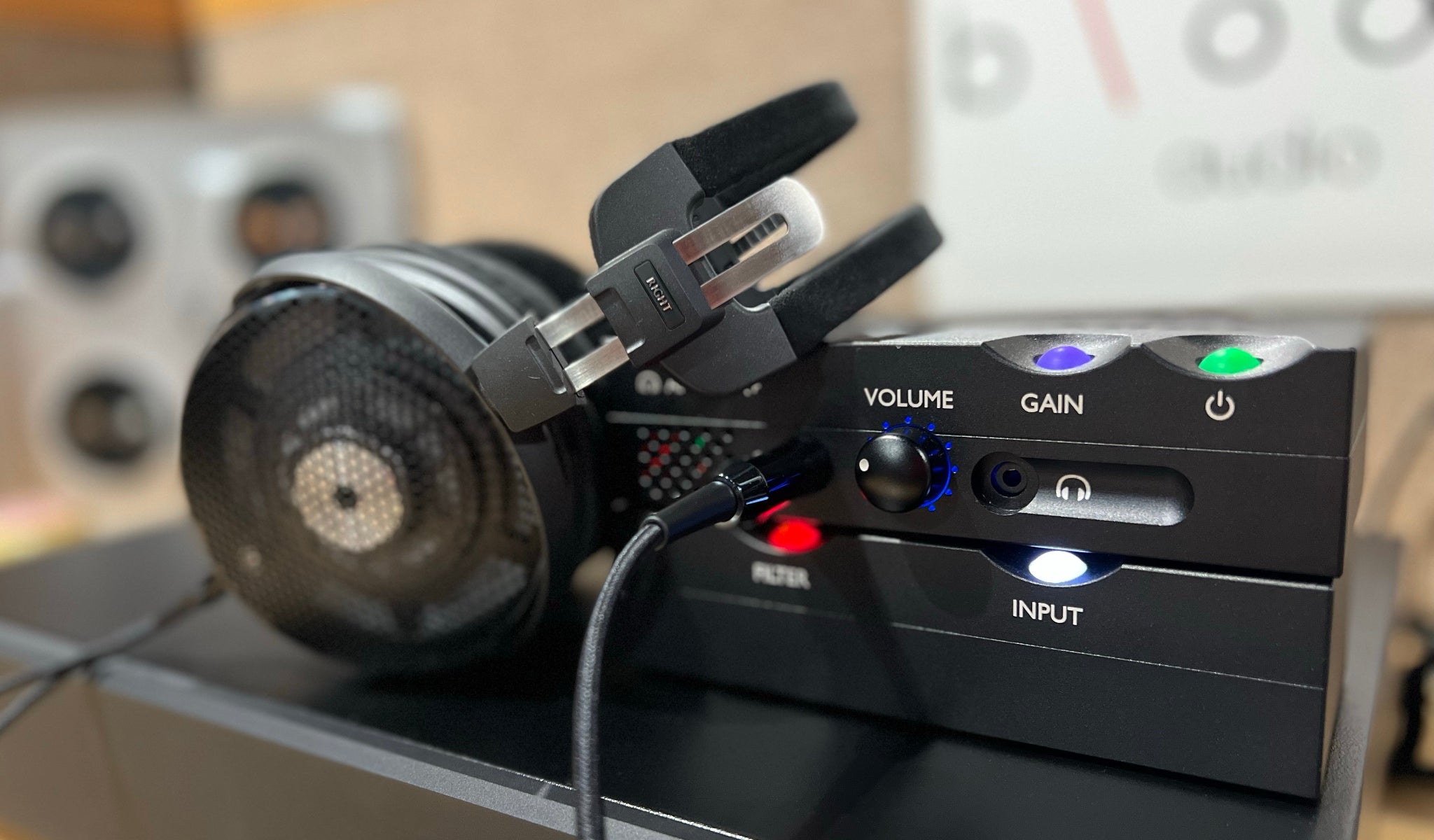 Chord Qutest DAC and Anni amp stacked with Audio-Technica headphones