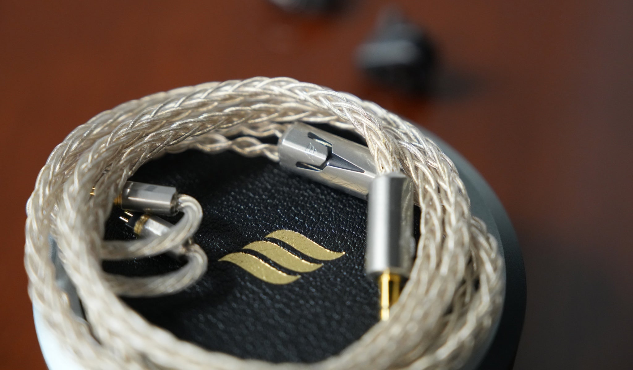 Effect Audio Centurion cable coiled on top of included case from Bloom Audio gallery