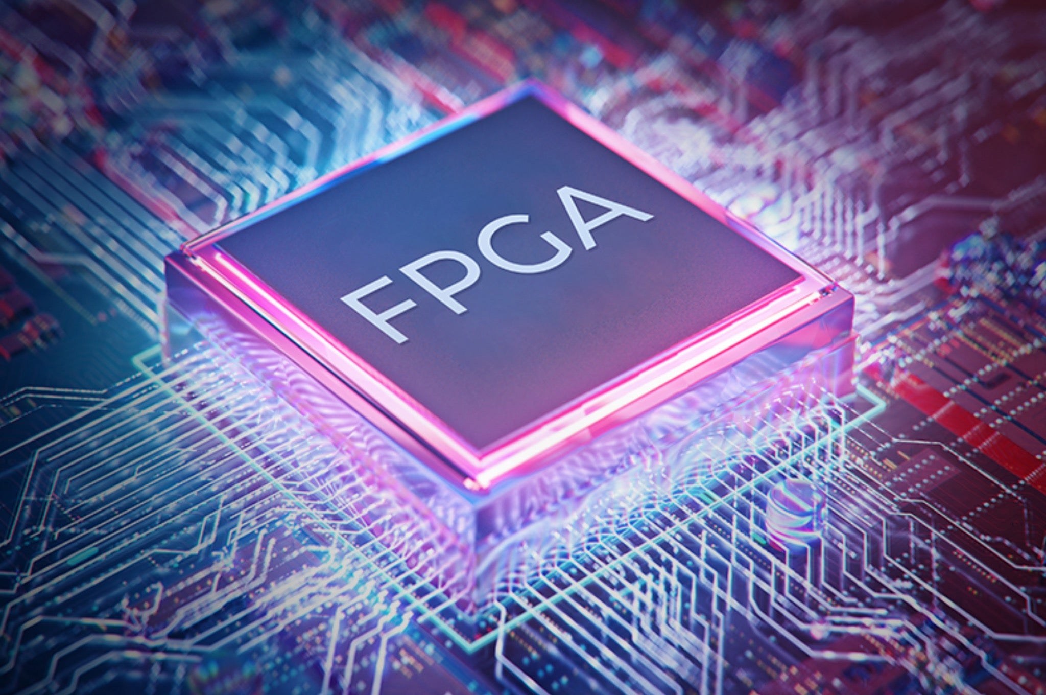 FPGA circuitboard dramatic illustration