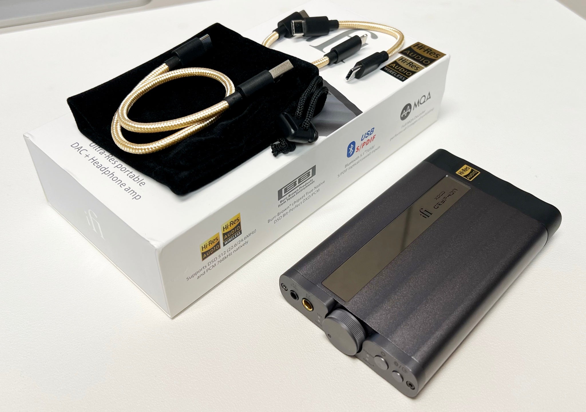 iFi Audio xDSD Gryphon with accessories and packaging