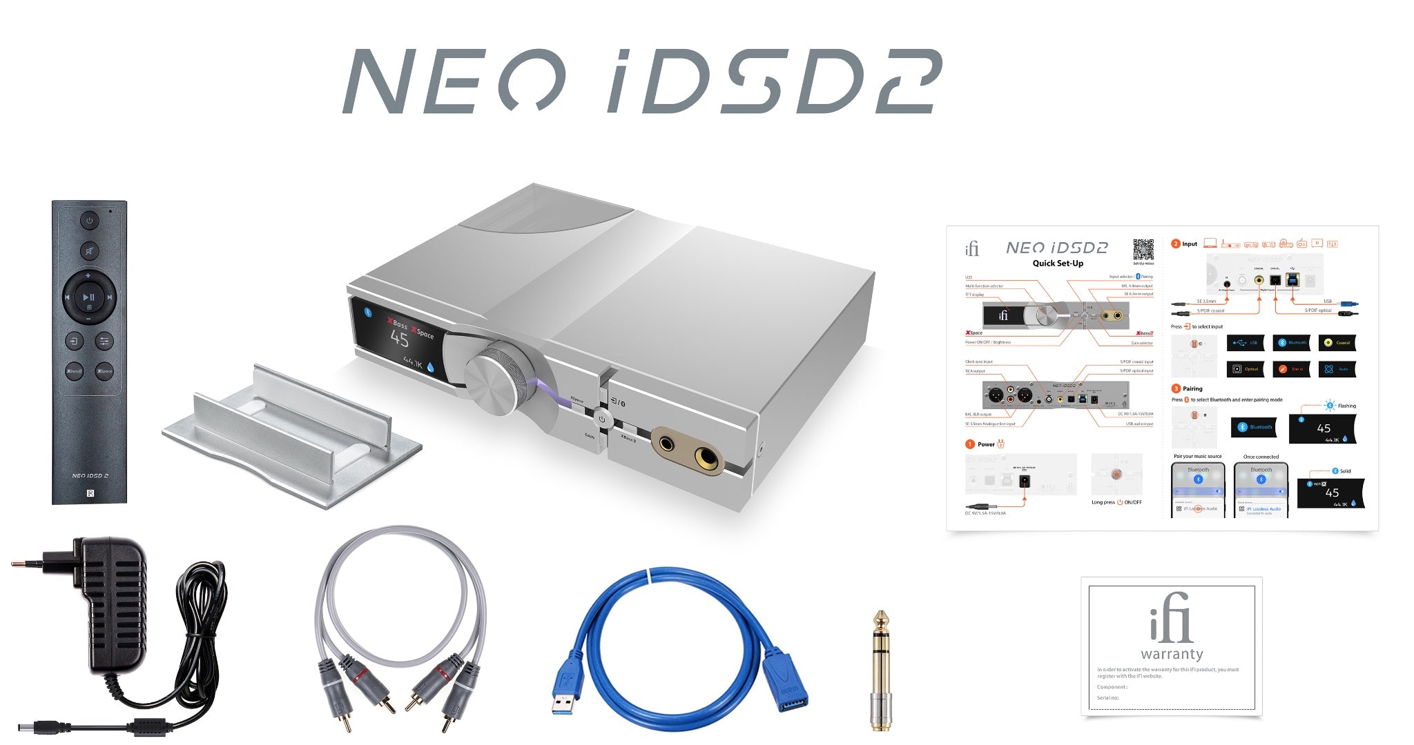 iFi NEO iDSD 2 diagram displaying what's in the box