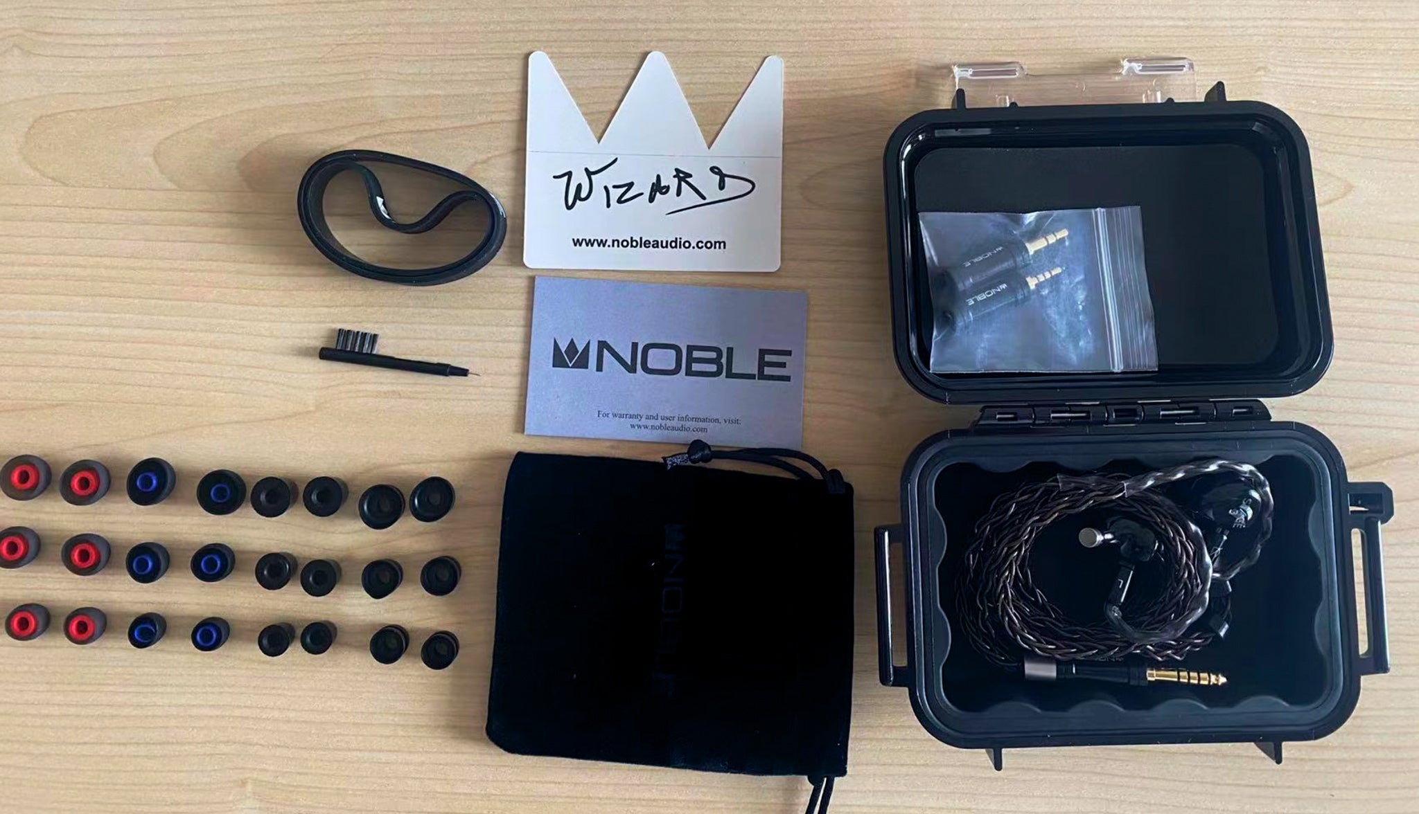 Noble Stage 3 earphones and all included accessories