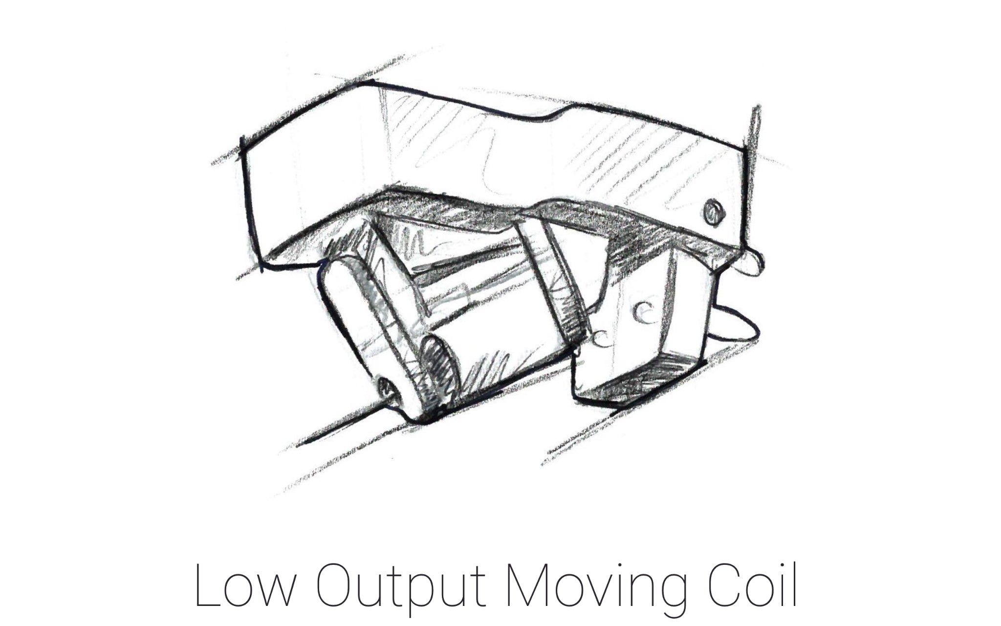 Moving coil charcoal sketch over white background
