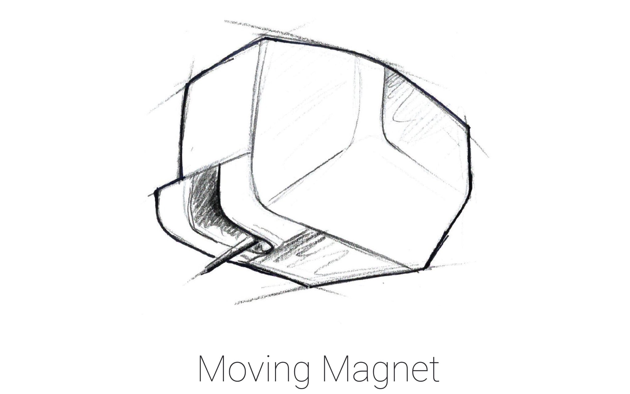 Sumiko moving magnet cartridge charcoal sketch over white background