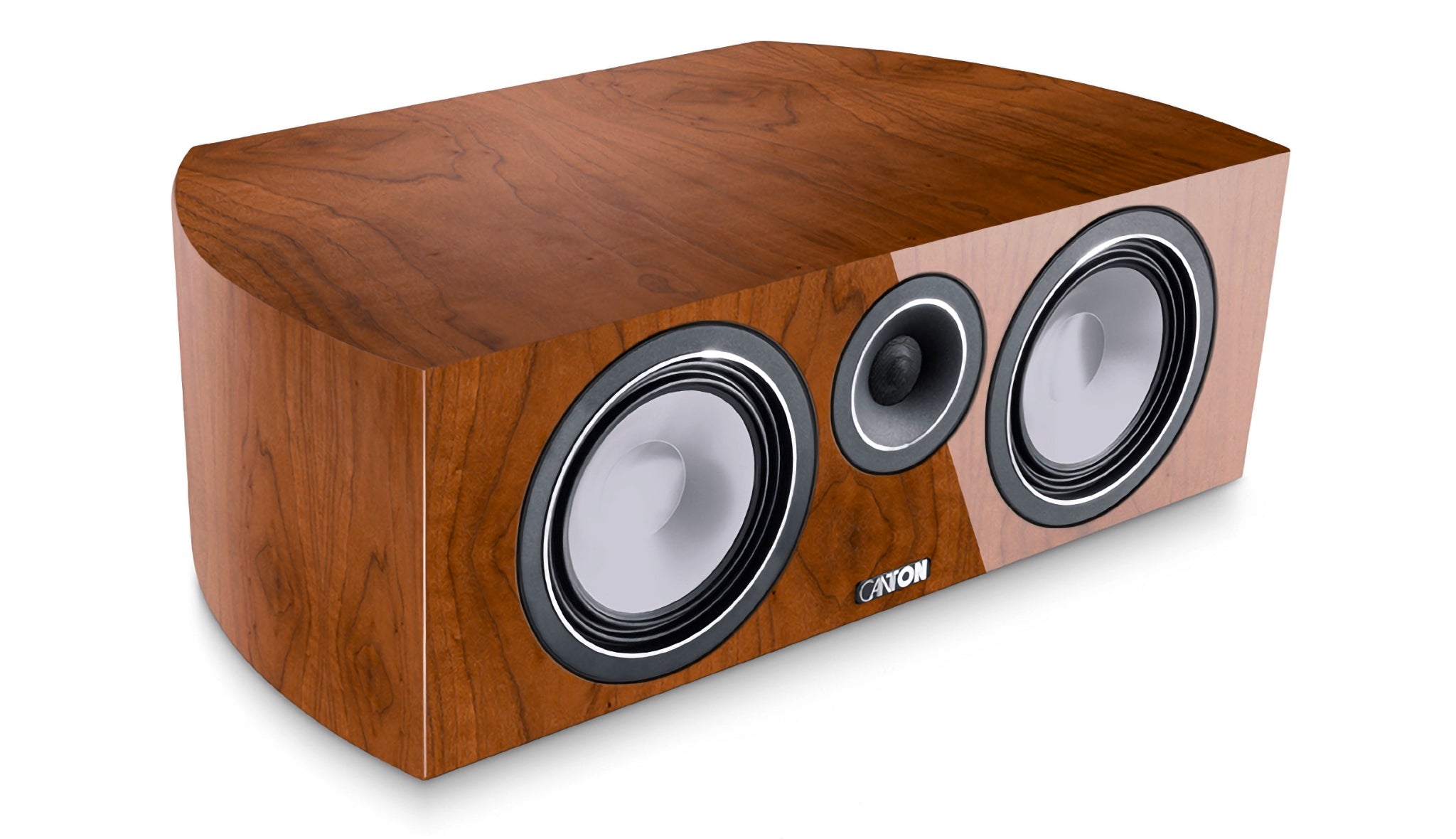 Canton Vento 50 center speaker walnut over white background