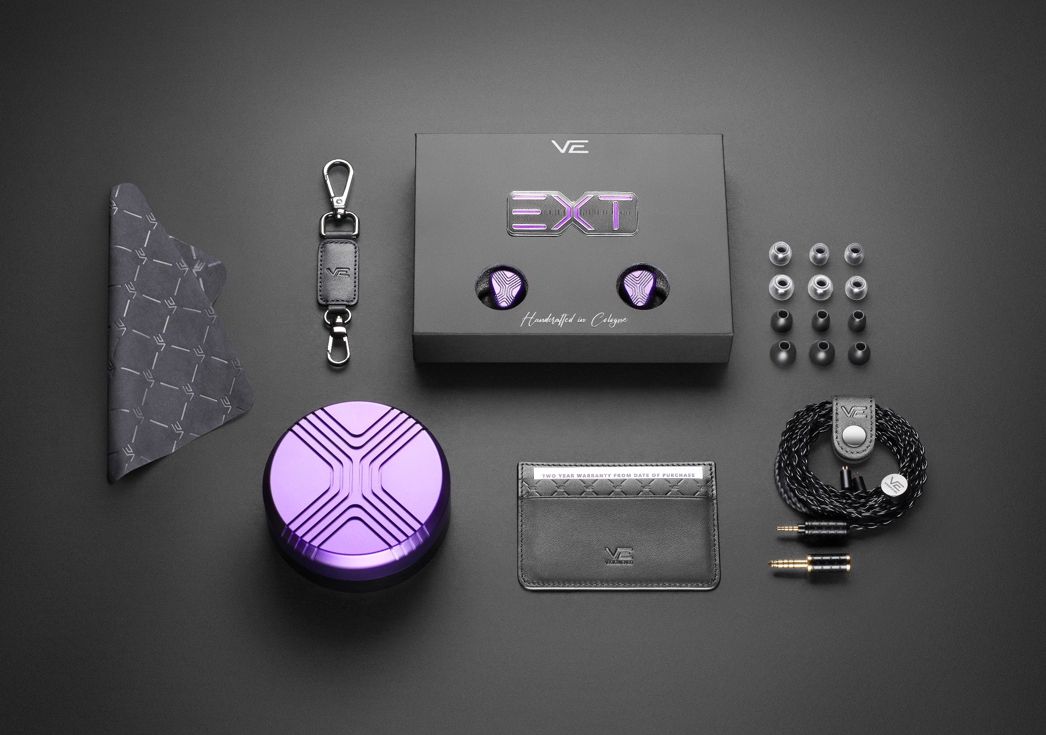 Vision Ears EXT earphones and included accessories