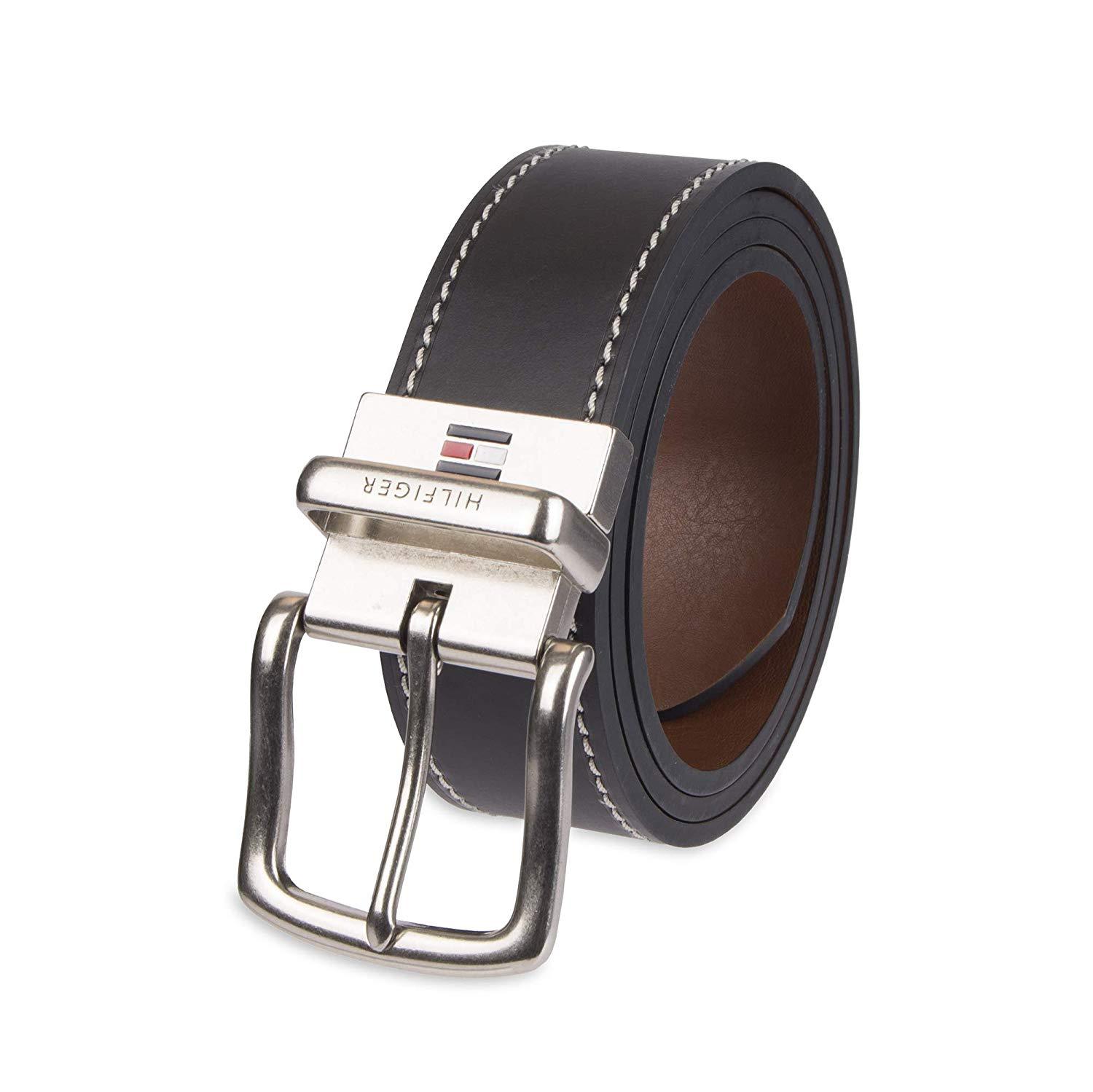 Tommy Hilfiger Men's Belts Fabric With Leather & Silver Belt buckle ...