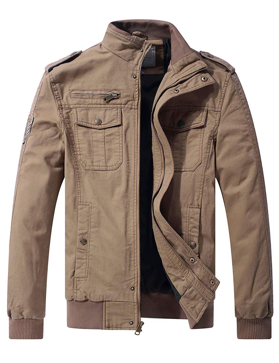 wenven men's casual cotton military jacket