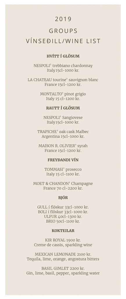 Groups wine list 2019