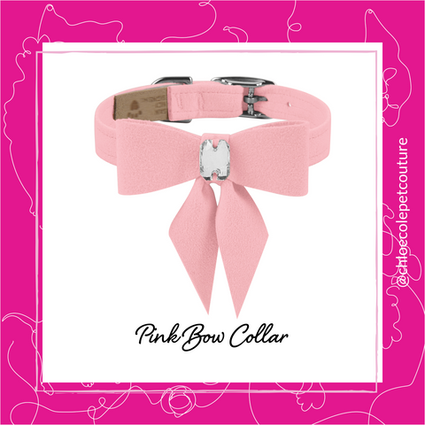 Pink Crystal Bow Dog Collar at Chloe Cole Pet Couture