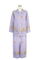 イクコ/IKUKOダブルガーゼ花柄ボーダープリント　襟付きパジャマ