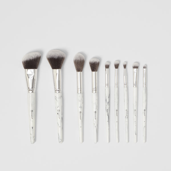 White Marble 9 Piece Brush Set With 