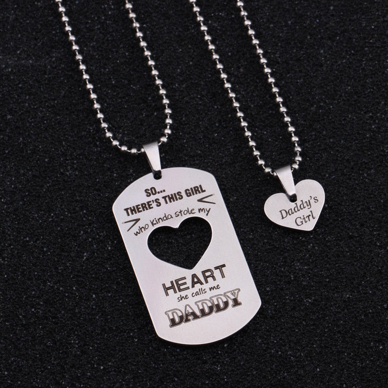 daddy's girl dog tag heart pendant