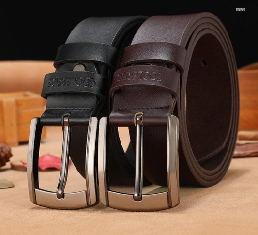 Black Gold Pin Buckle Genuine Leather belts for men brand Strap - FunkyTradition